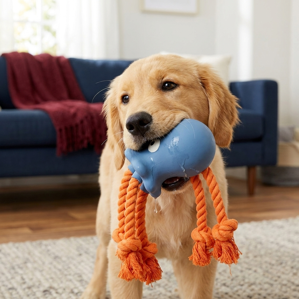 Durable Floating Dental Latex & Rope Dog Toy