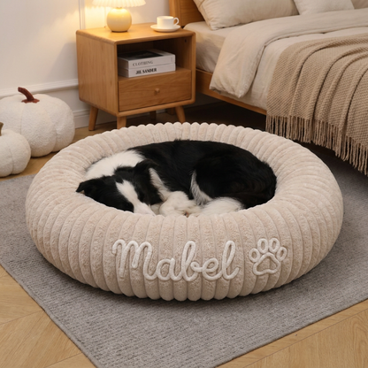 Personalized Round Fluffy Dog Bed