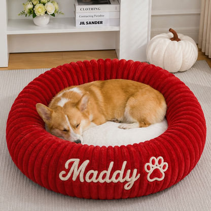 Personalized Round Fluffy Dog Bed