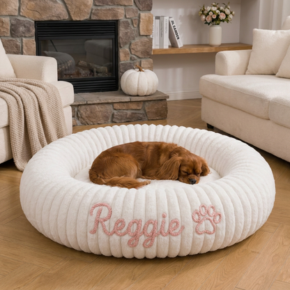 Personalized Round Fluffy Dog Bed