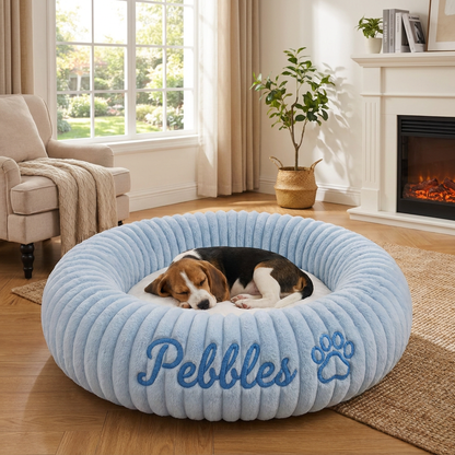 Personalized Round Fluffy Dog Bed