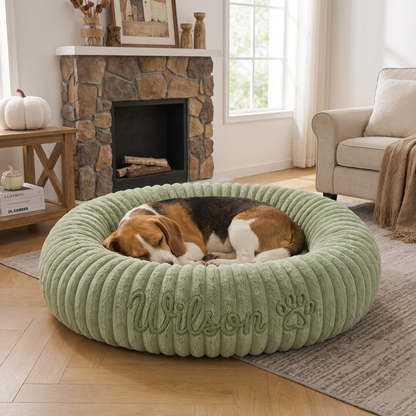Personalized Round Fluffy Dog Bed