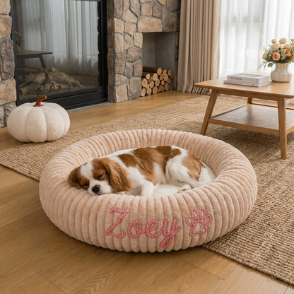 Personalized Round Fluffy Dog Bed