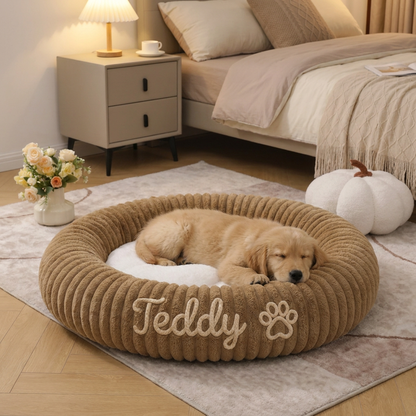 Personalized Round Fluffy Dog Bed