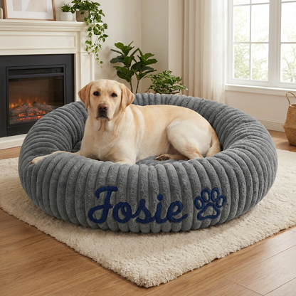 Personalized Round Fluffy Dog Bed