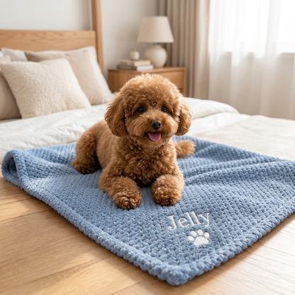Personalized Fluffy Dog Blanket with Custom Embroidery