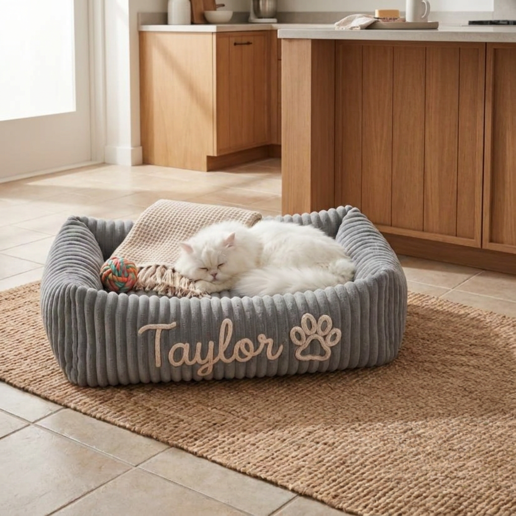Personalized Fluffy Cloud Cat Bed with Soft Bolsters