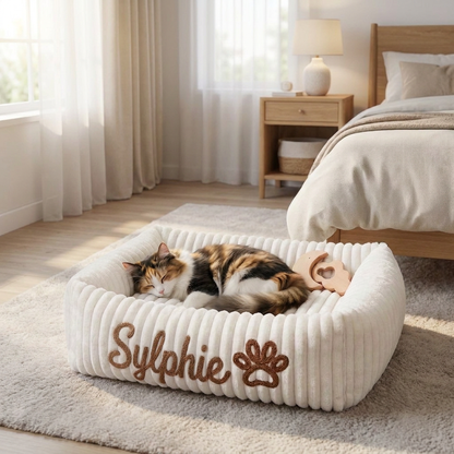 Personalized Fluffy Cloud Cat Bed with Soft Bolsters