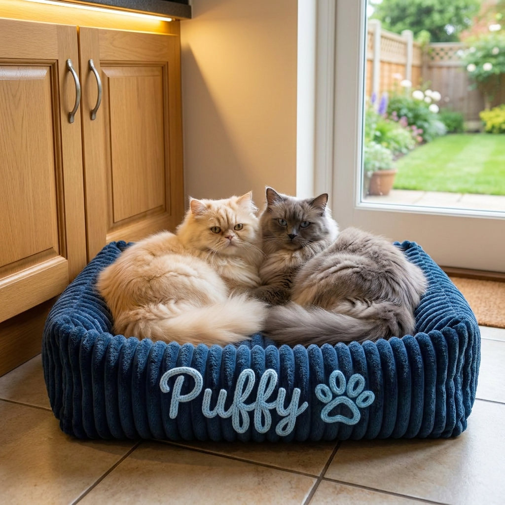 Personalized Fluffy Cloud Cat Bed with Soft Bolsters