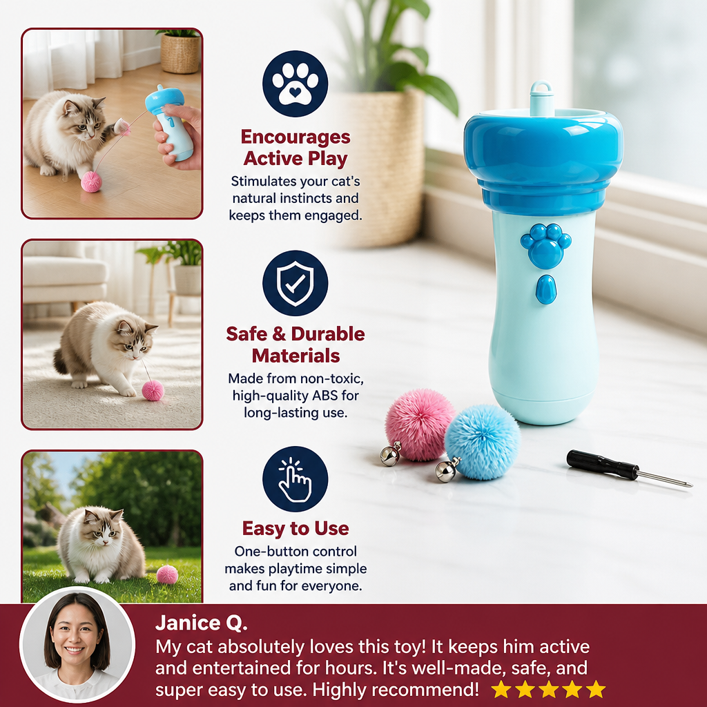 Interactive Pom-Pom Launcher Tod for Cats