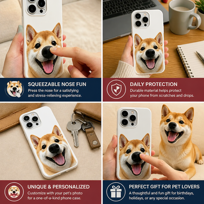 Personalized Pet Photo Phone Case with 3D Squeezable Nose