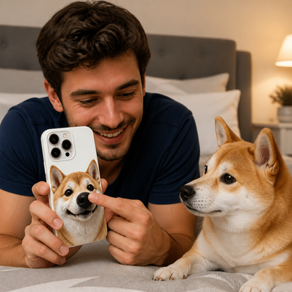 Personalized Pet Photo Phone Case with 3D Squeezable Nose