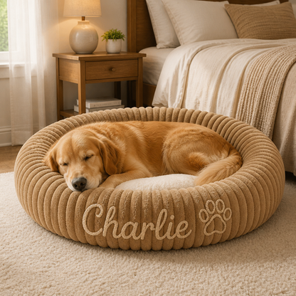 Personalized Round Fluffy Dog Bed