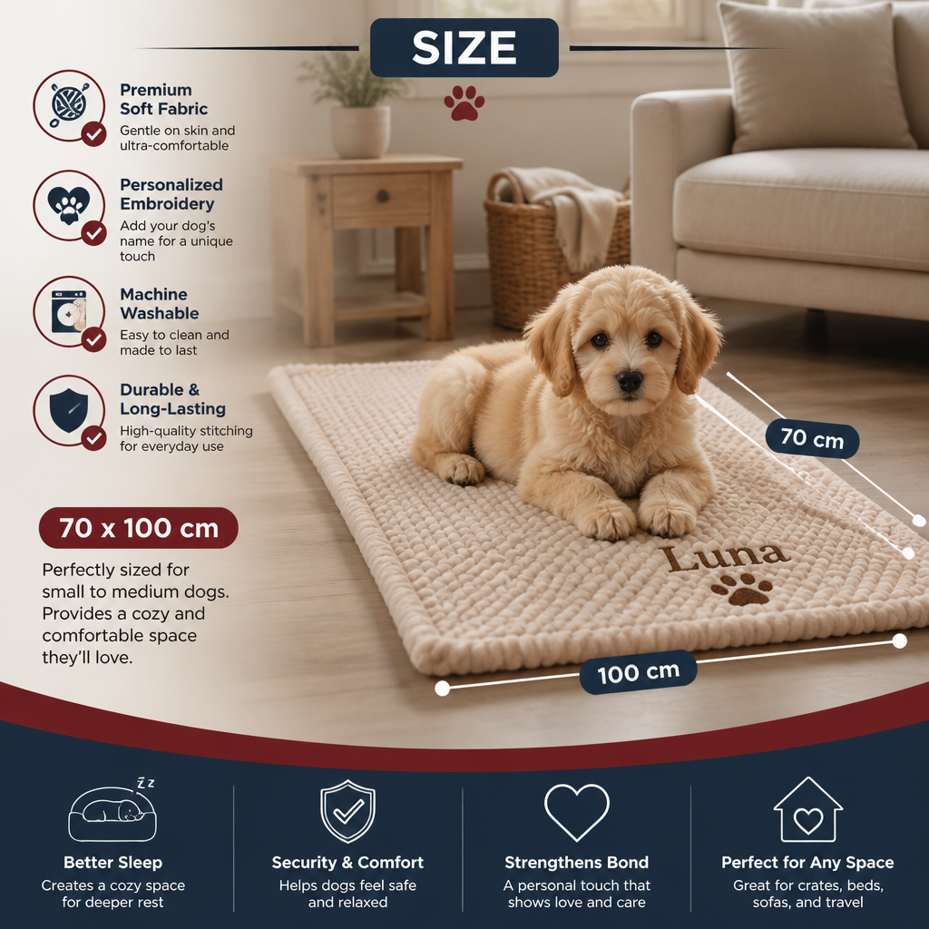 Personalized Fluffy Dog Blanket with Custom Embroidery