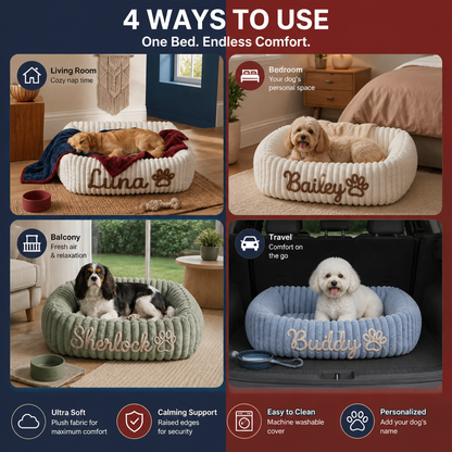 Personalized Fluffy Cloud Dog Bed with Soft Bolsters