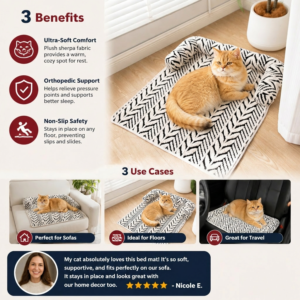 Ultra-Soft orthopedic Non-Slip Cat Bed Mat