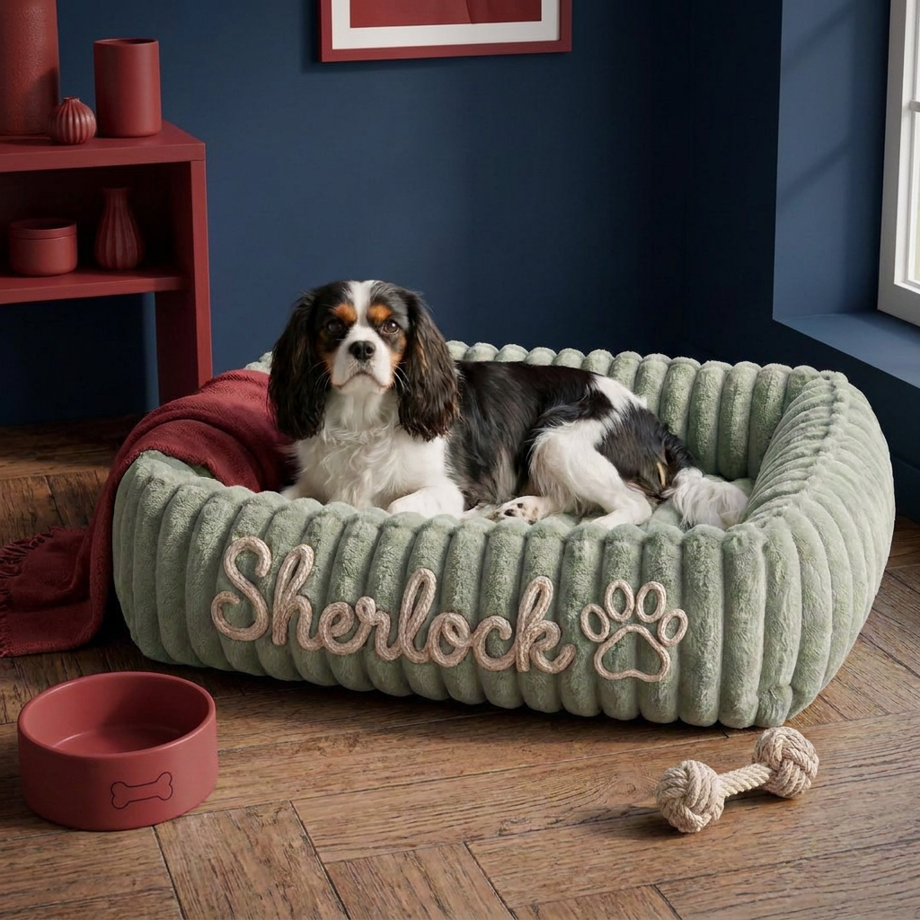 Personalized Fluffy Cloud Dog Bed with Soft Bolsters