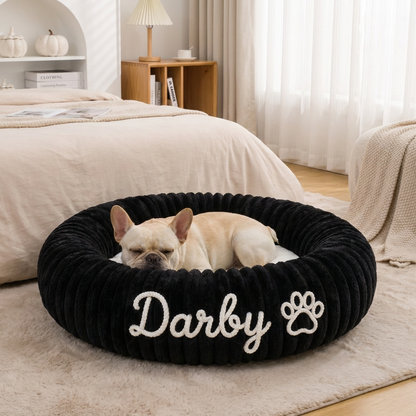Personalized Round Fluffy Dog Bed