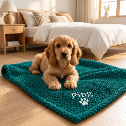 Personalized Fluffy Dog Blanket with Custom Embroidery