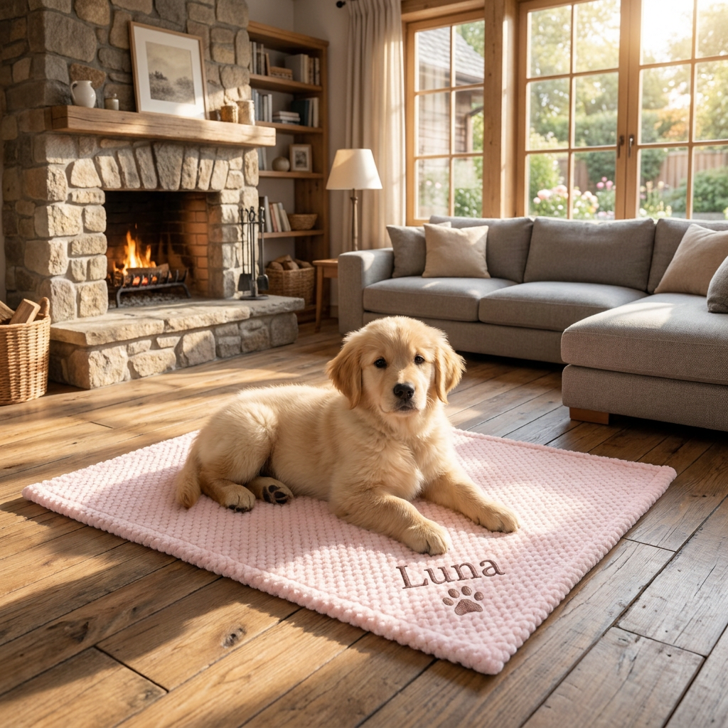Personalized Fluffy Dog Blanket with Custom Embroidery