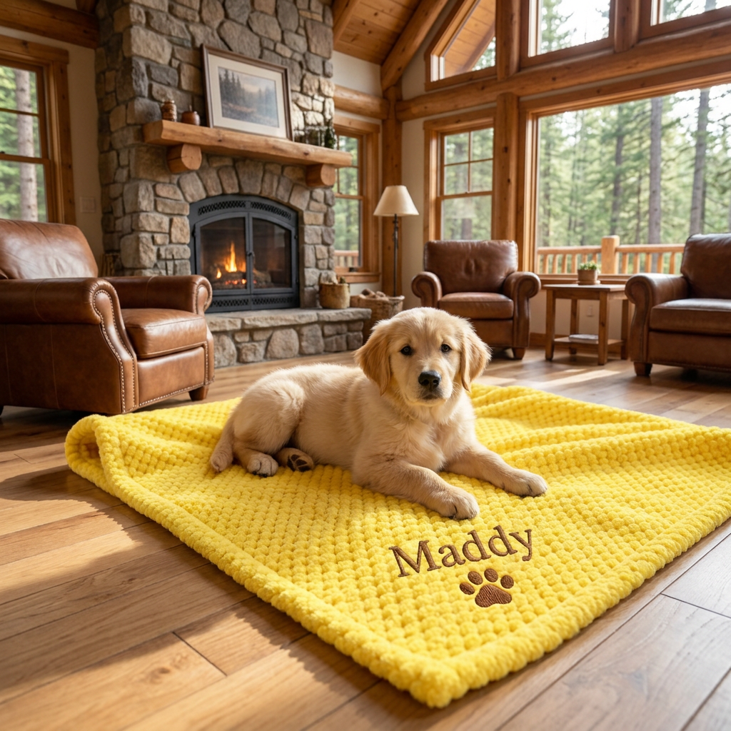 Personalized Fluffy Dog Blanket with Custom Embroidery