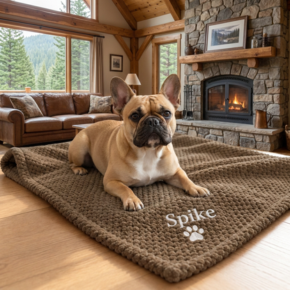 Personalized Fluffy Dog Blanket with Custom Embroidery