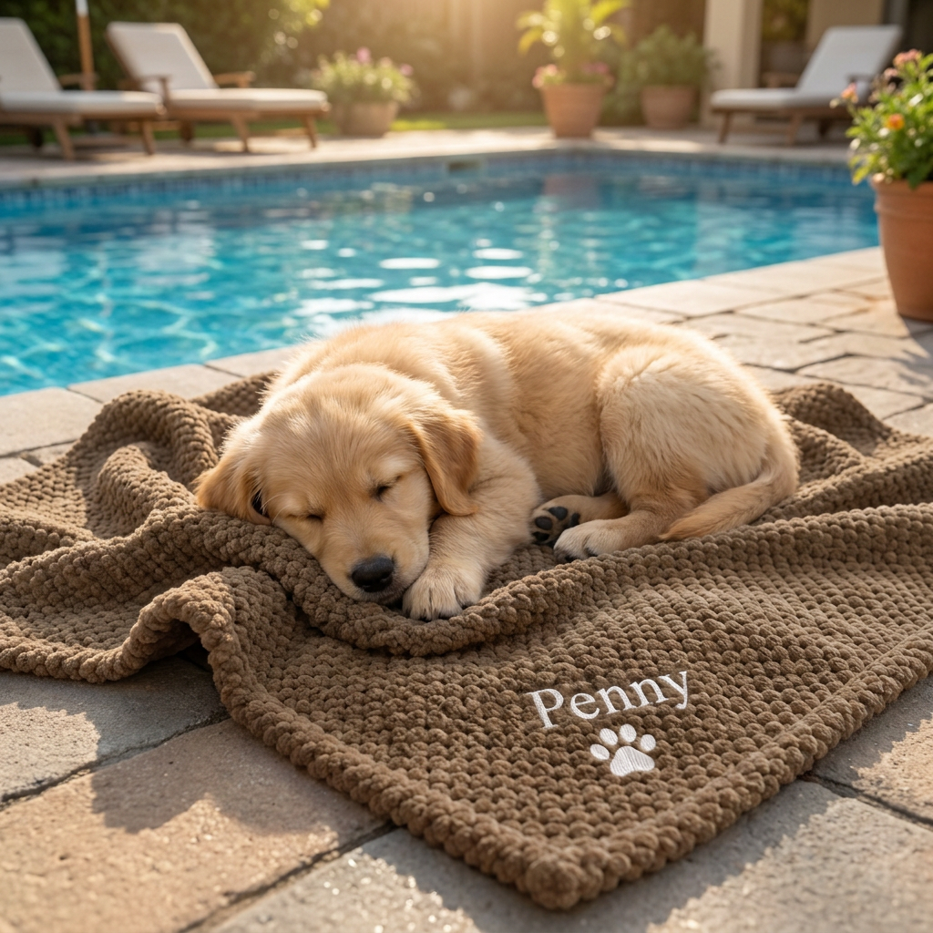 Personalized Fluffy Dog Blanket with Custom Embroidery