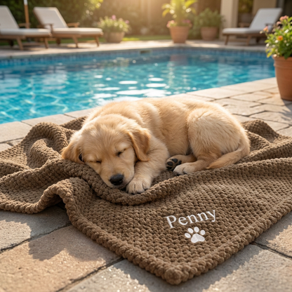 Personalized Fluffy Dog Blanket with Custom Embroidery