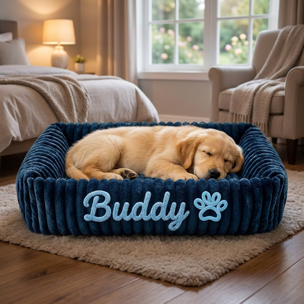 Personalized Fluffy Cloud Dog Bed with Soft Bolsters
