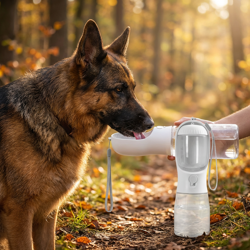 3-in-1 Dog Water Bottle – Travel Bottle with Food Container