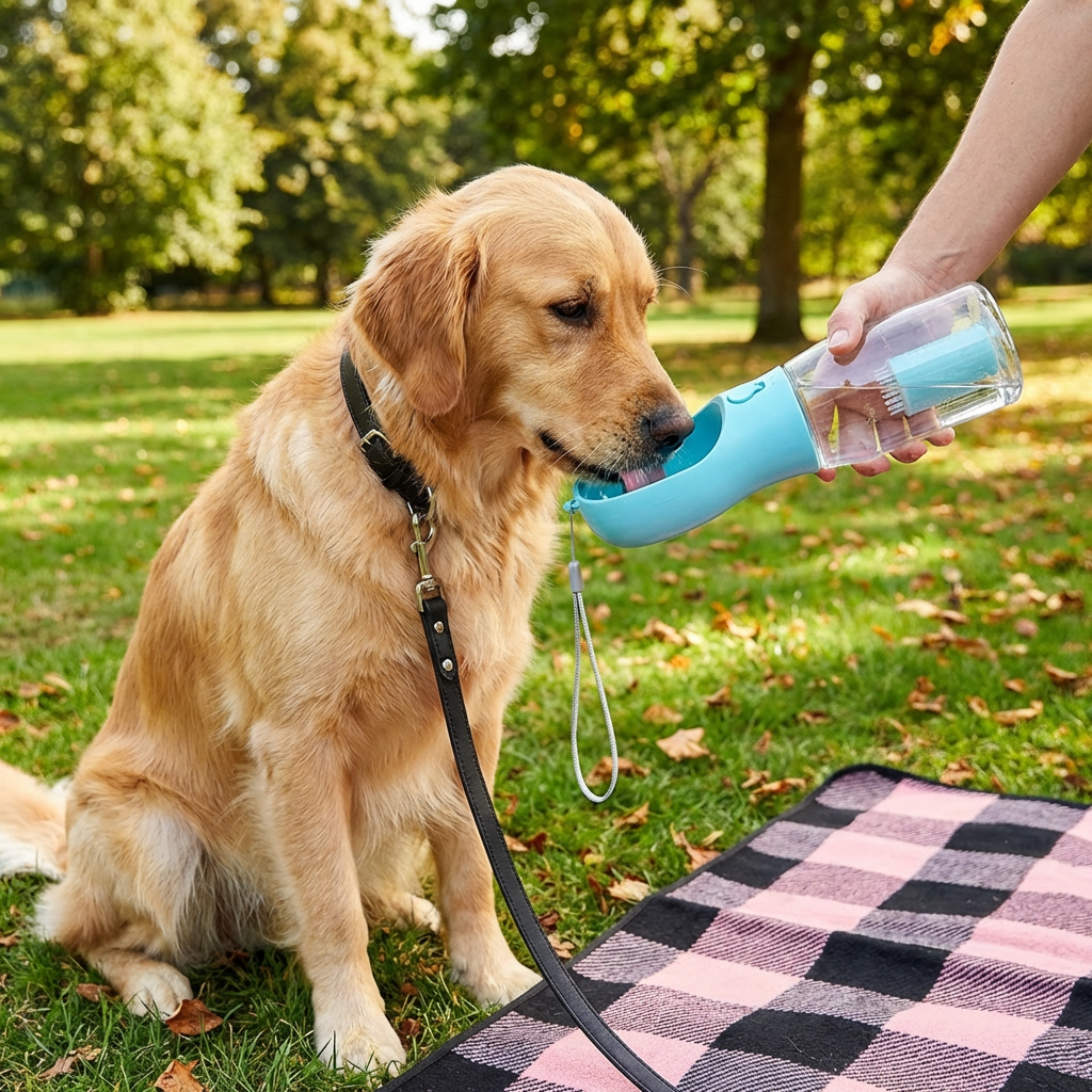 3-in-1 Dog Water Bottle – Travel Bottle with Food Container