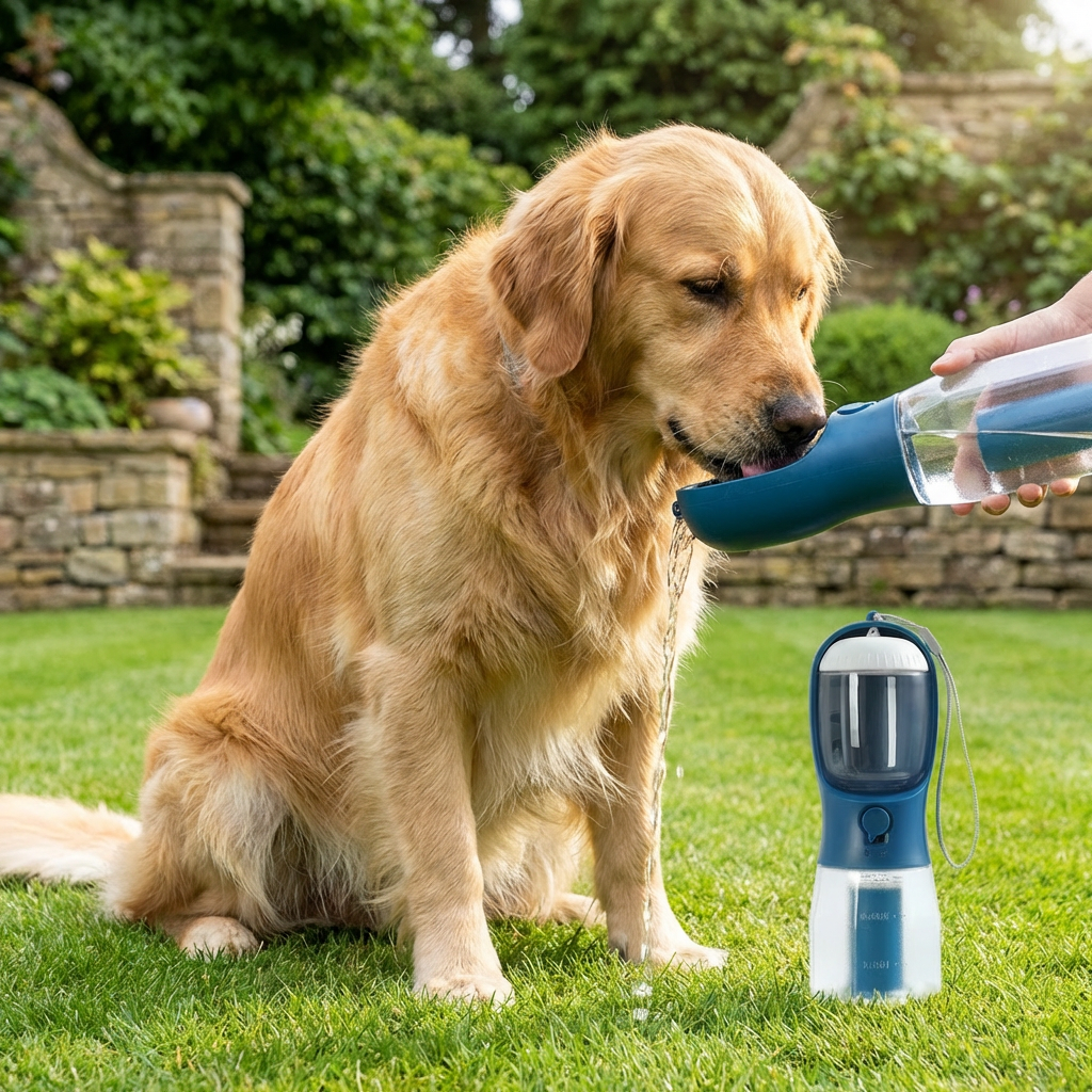 3-in-1 Dog Water Bottle – Travel Bottle with Food Container