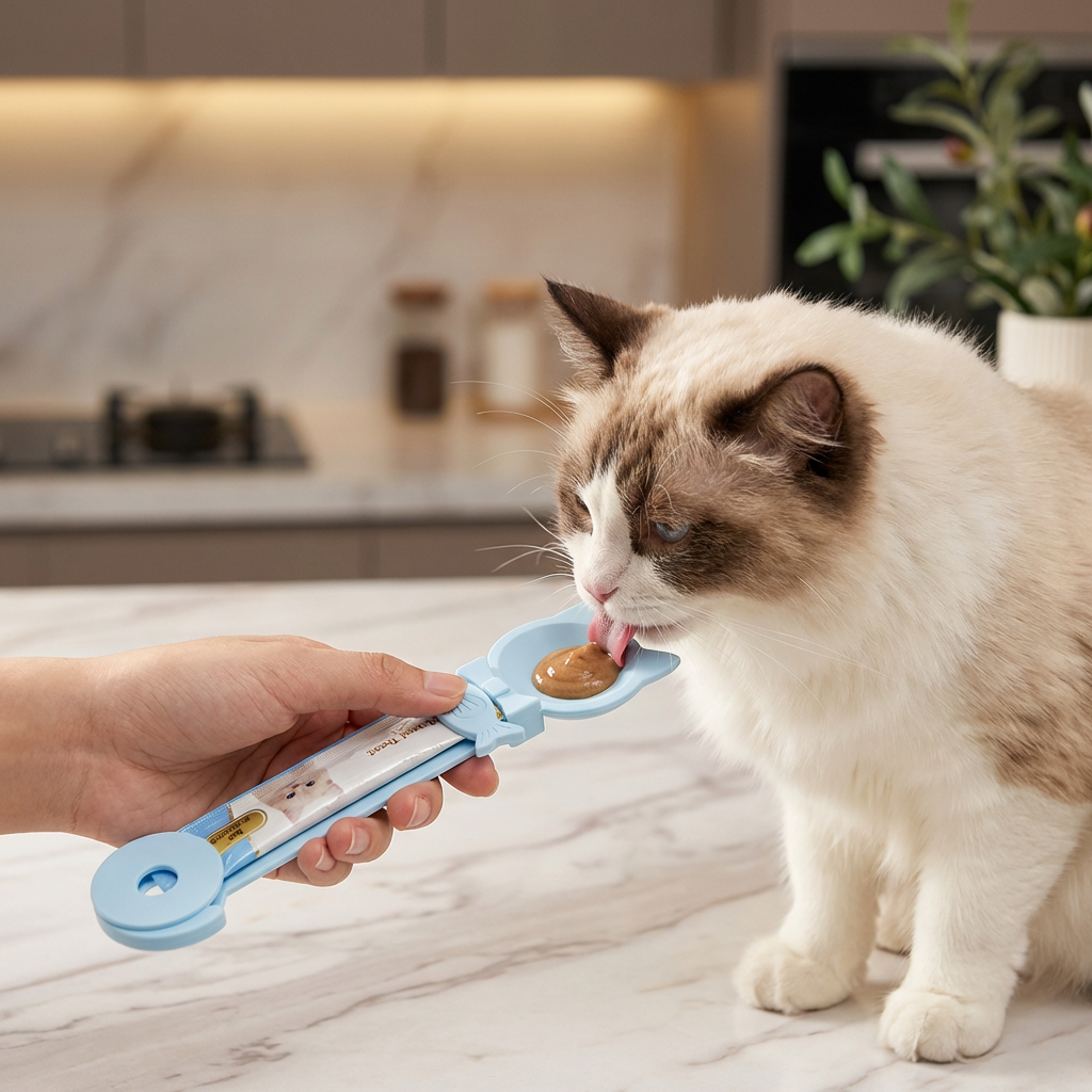 Cat Treat Spoon Feeder – Lickable Wet Food Dispenser with Long Handle