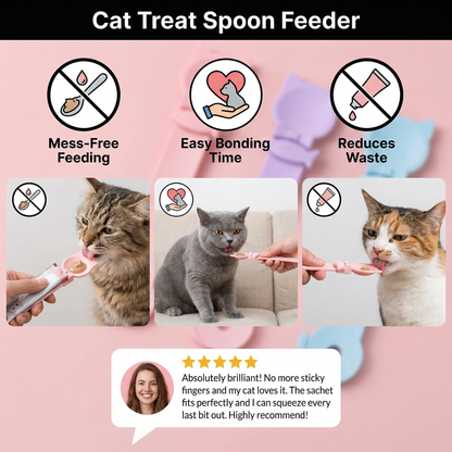 Cat Treat Spoon Feeder – Lickable Wet Food Dispenser with Long Handle