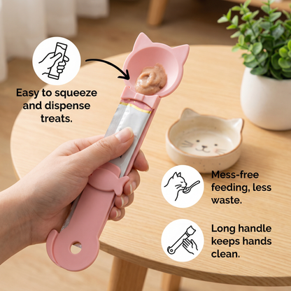 Cat Treat Spoon Feeder – Lickable Wet Food Dispenser with Long Handle