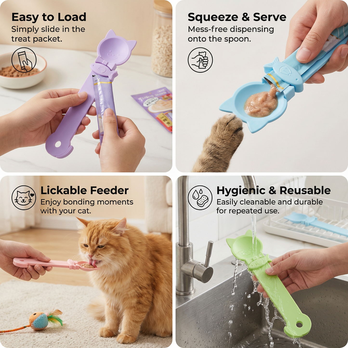 Cat Treat Spoon Feeder – Lickable Wet Food Dispenser with Long Handle