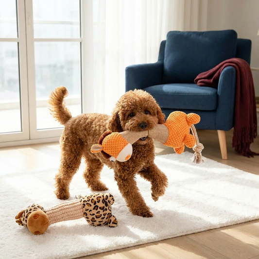 Durable Cotton Rope Teeth Cleaning Plush Dog Toy with Squeaker