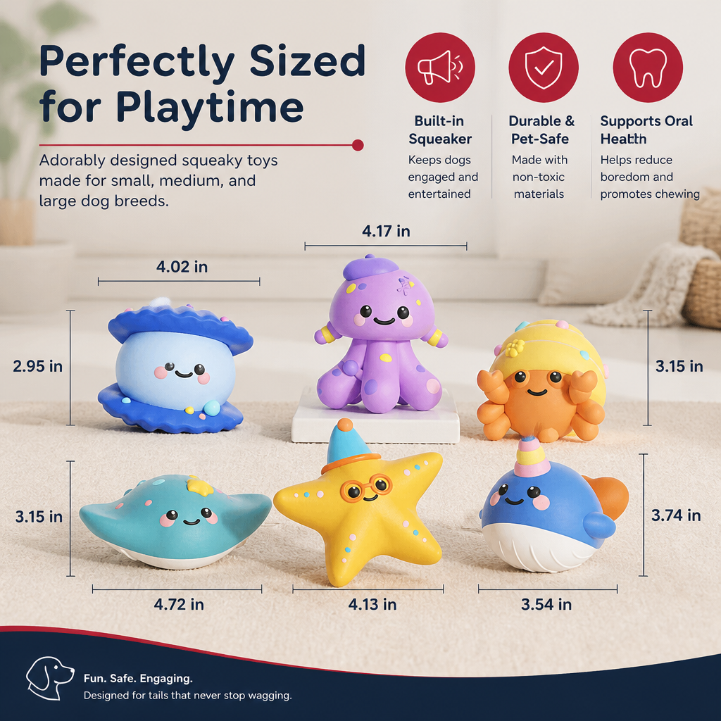 Cute Squeaky Ocean Animal Dog Toy