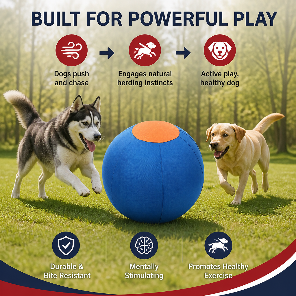 Inflatable Bite Resistant Herding Ball for Dogs – Durable Interactive Push & Chase Toy