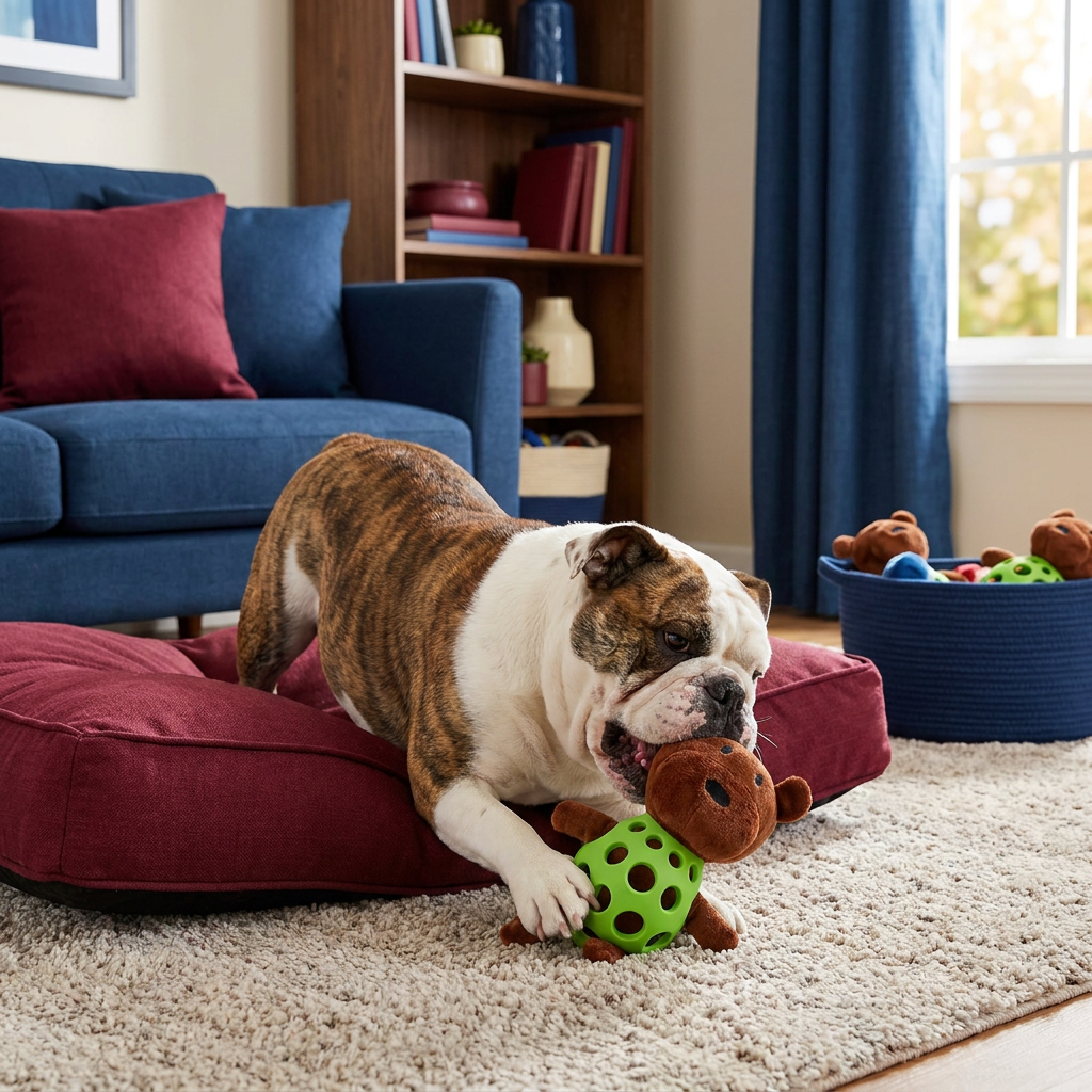 2-in-1 Bear Dog Toy – Squeaky Plush & Dental Chew Ball