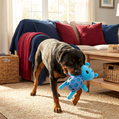 2-in-1 Bear Dog Toy – Squeaky Plush & Dental Chew Ball