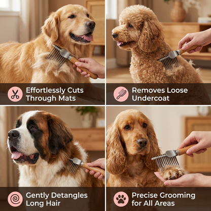 Pet Dematting Comb – Undercoat & Knot Remover