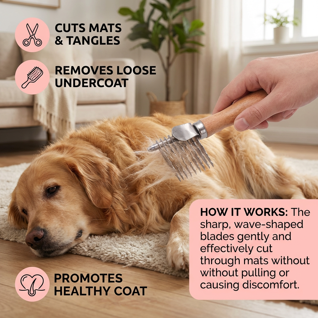 Pet Dematting Comb – Undercoat & Knot Remover