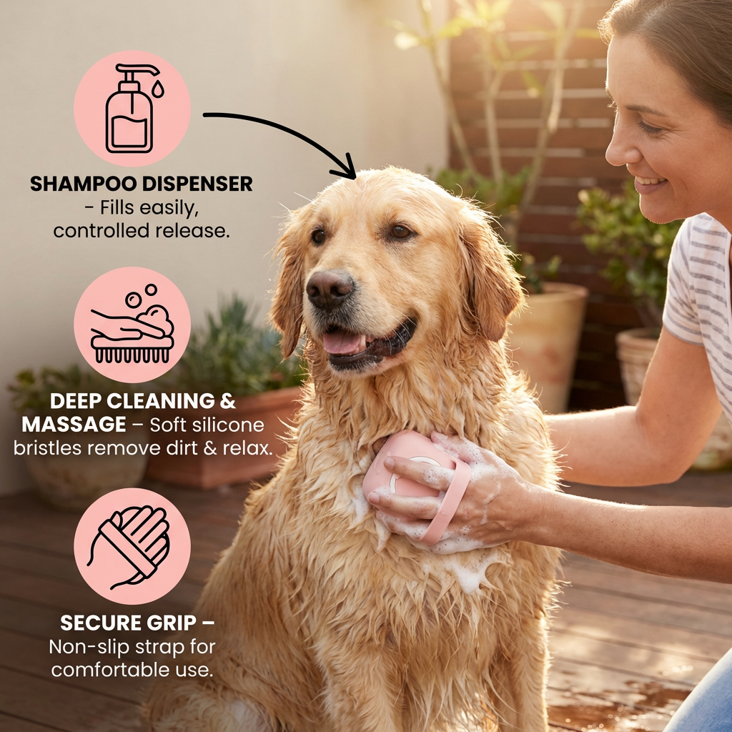 Practical 2-in-1 Professional Dog Bath Brush – Deep Cleaning & Massage in One Step