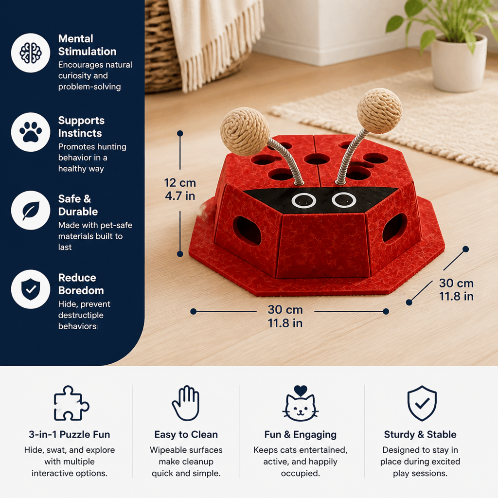 3in1 Interactive Ladybug Cat Puzzle Toy