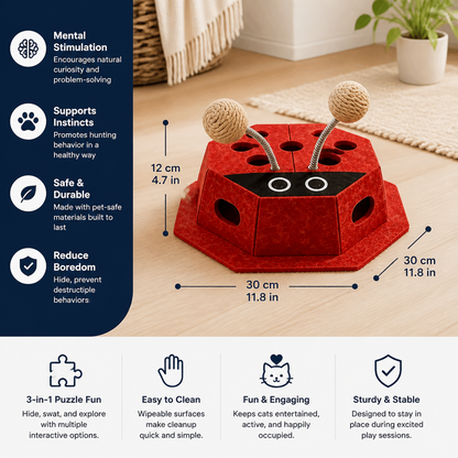 3in1 Interactive Ladybug Cat Puzzle Toy