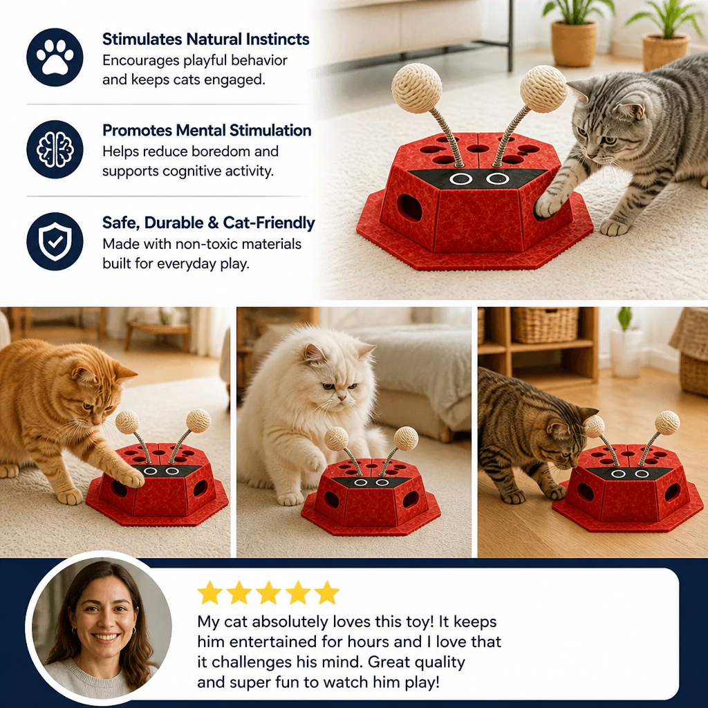 3in1 Interactive Ladybug Cat Puzzle Toy