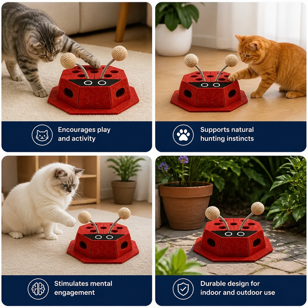 3in1 Interactive Ladybug Cat Puzzle Toy