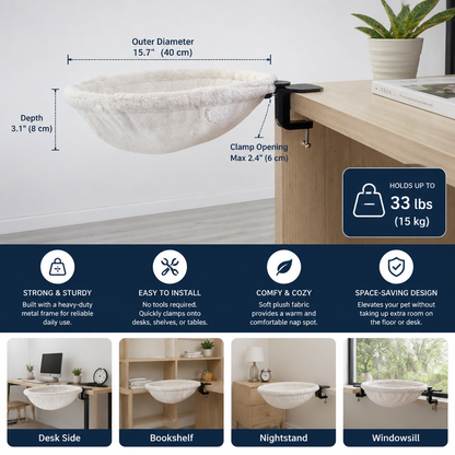 Premium Hanging Cat Hammock for Desks & Shelves