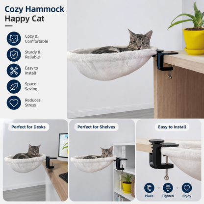 Premium Hanging Cat Hammock for Desks & Shelves